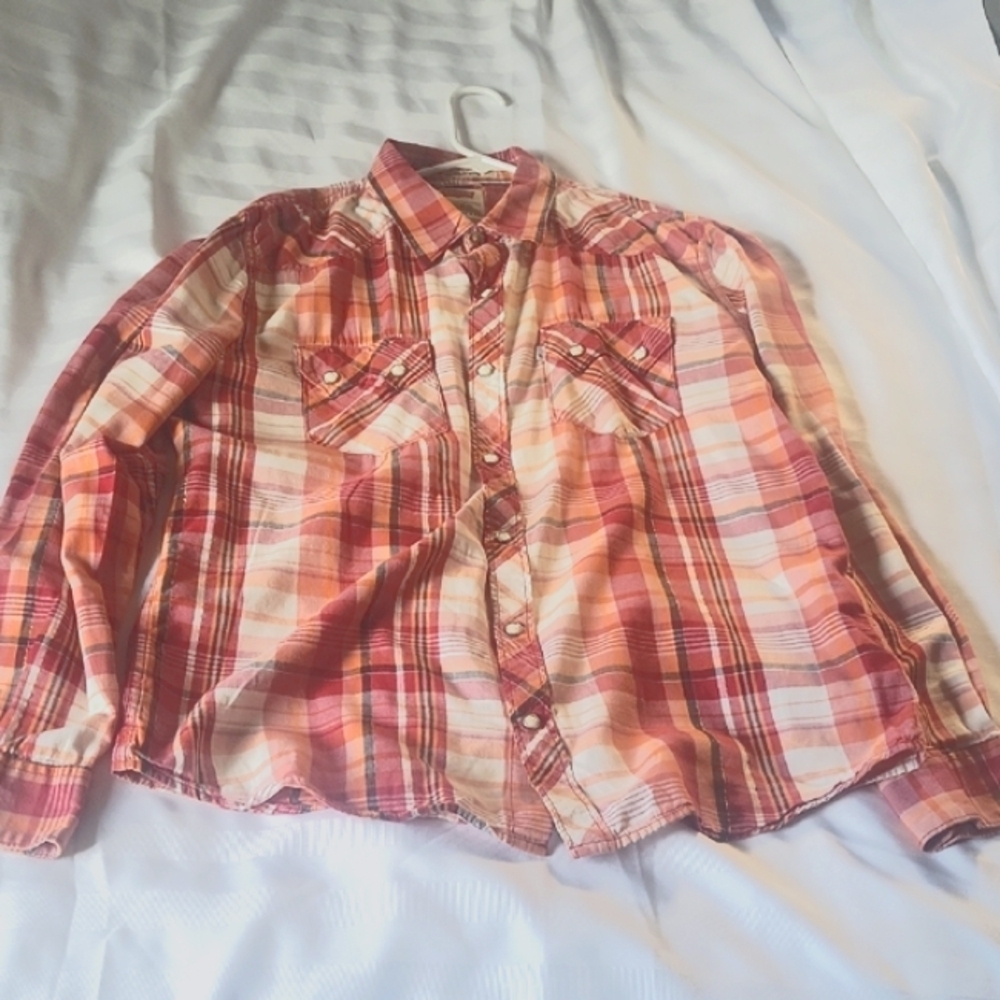Levis Strauss & Co. Womans Plaid Multi Colors Button Down Shirt, Size: L - Picture 1 of 11